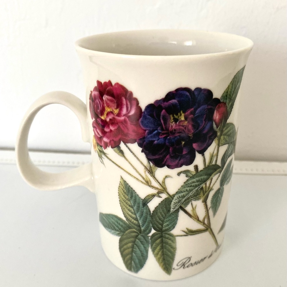 Dunoon VINTAGE Mug Rosier de Van Eiden Scotland with Roses fine white stoneware